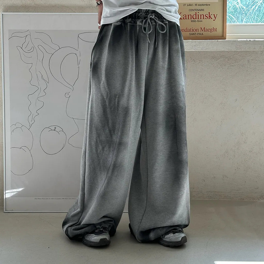 (ユニセックス) ウォッシュワイドスウェットパンツ