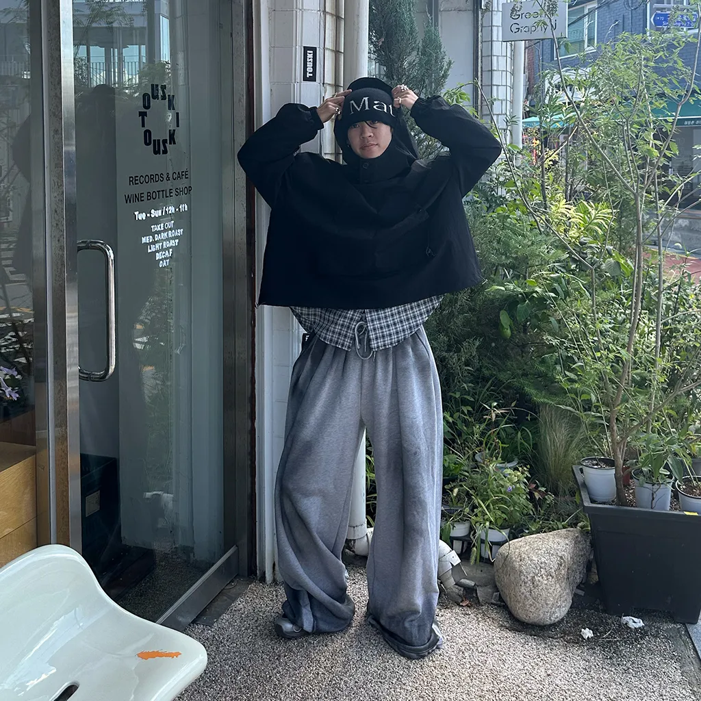 (ユニセックス) ウォッシュワイドスウェットパンツ