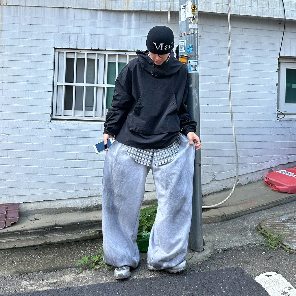 (ユニセックス) ウォッシュワイドスウェットパンツ