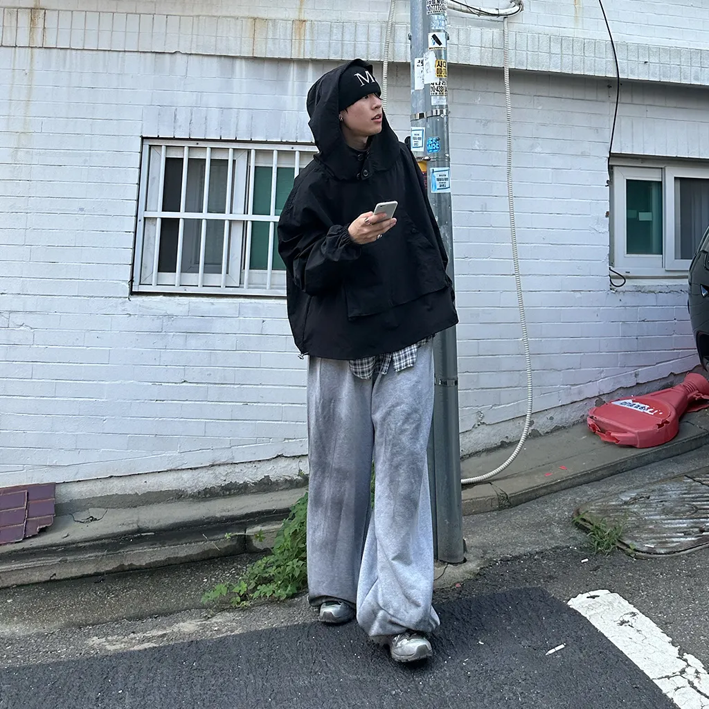 (ユニセックス) ウォッシュワイドスウェットパンツ
