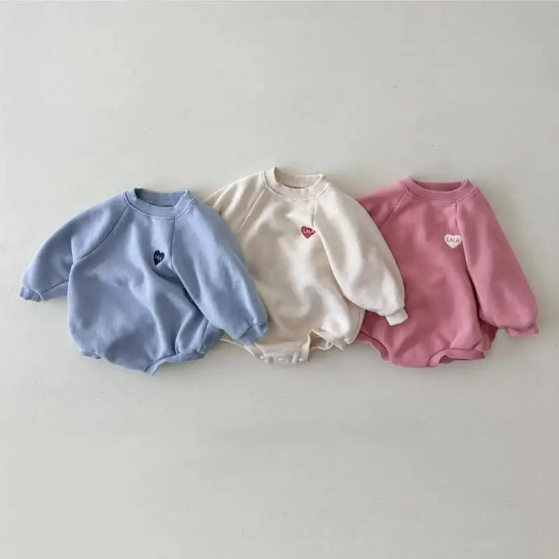 【66-90cm】ハートロゴ長袖ロンパース