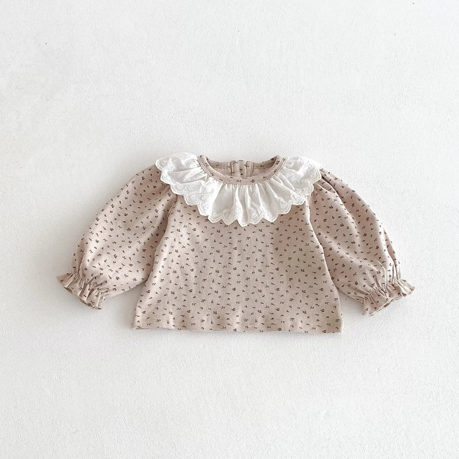【66-100cm】ブラウンフラワーTシャツ&サロペット