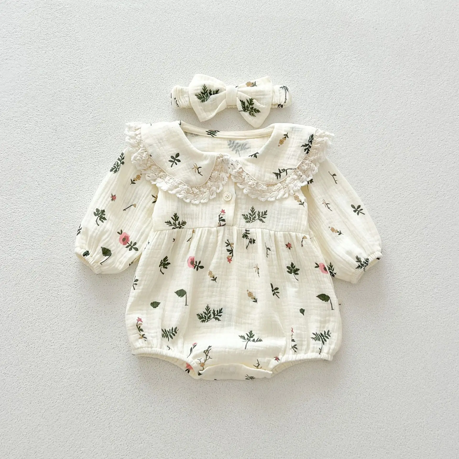 【66-90cm】プリンセス小花ロンパース