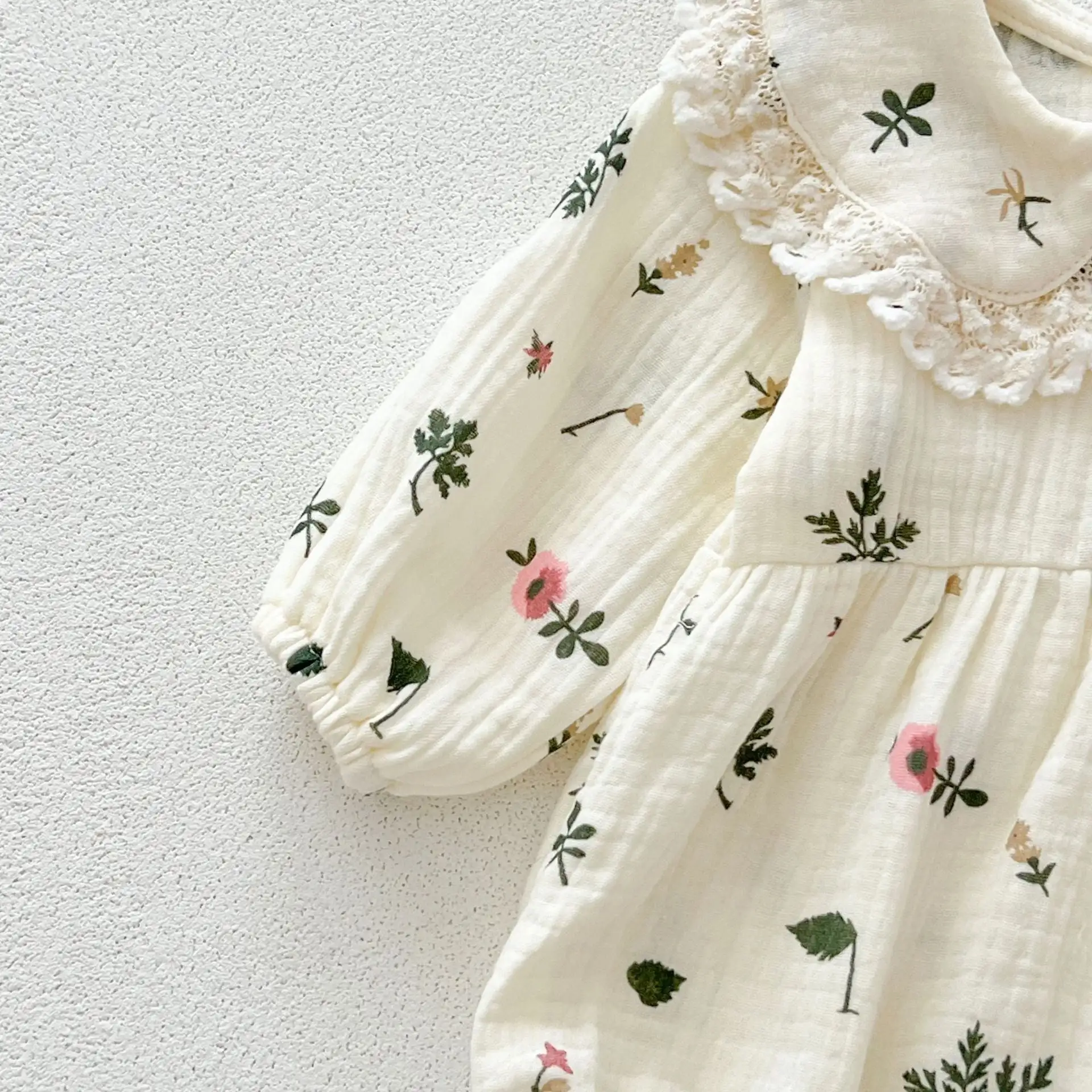 【66-90cm】プリンセス小花ロンパース
