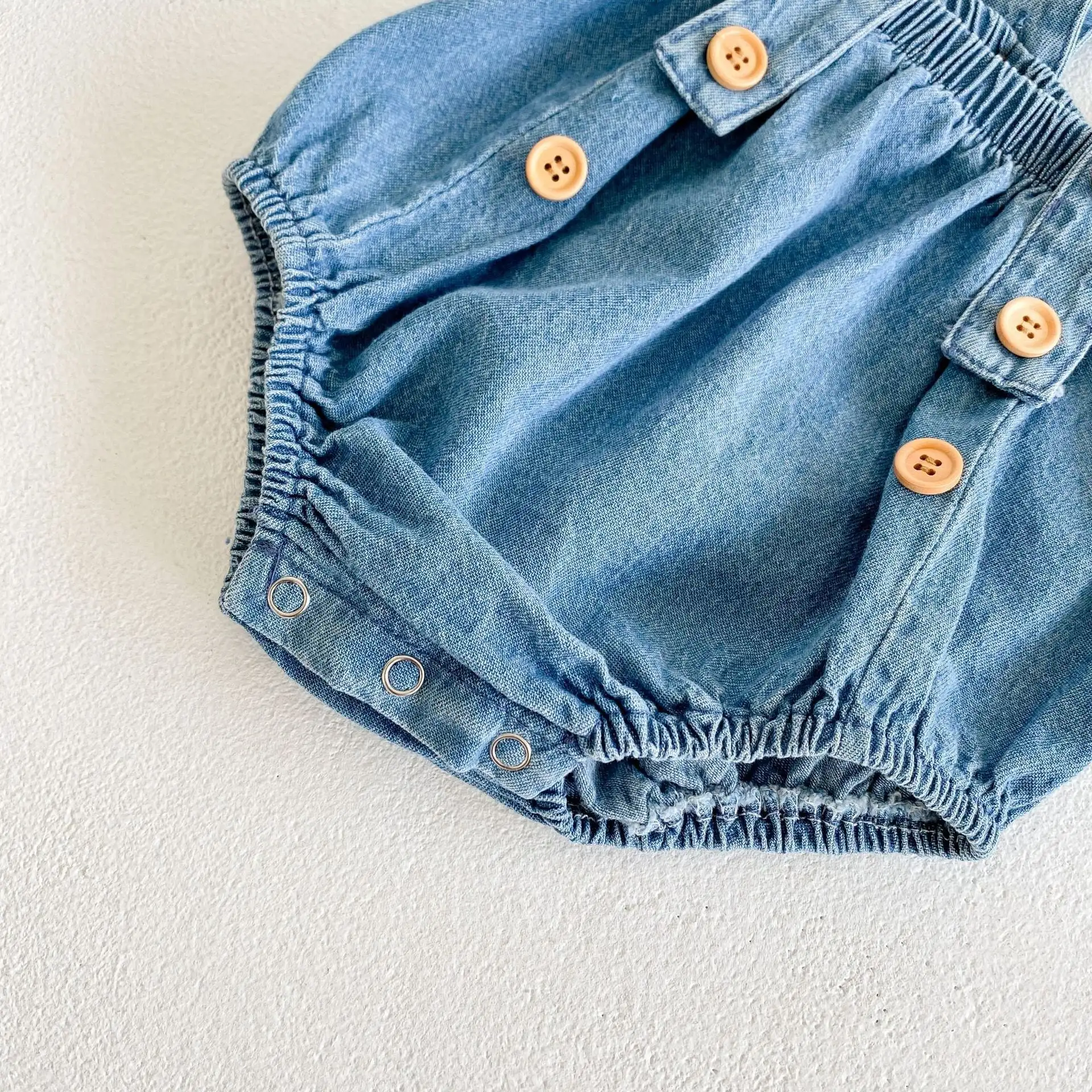 【66-90cm】デニムサロペロンパース&クマ耳帽子