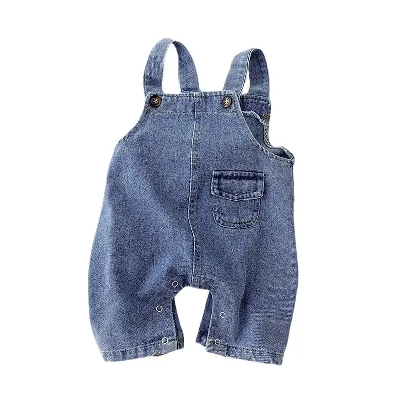 【66-100cm】ダブルボタンデニムサロペット/トップス