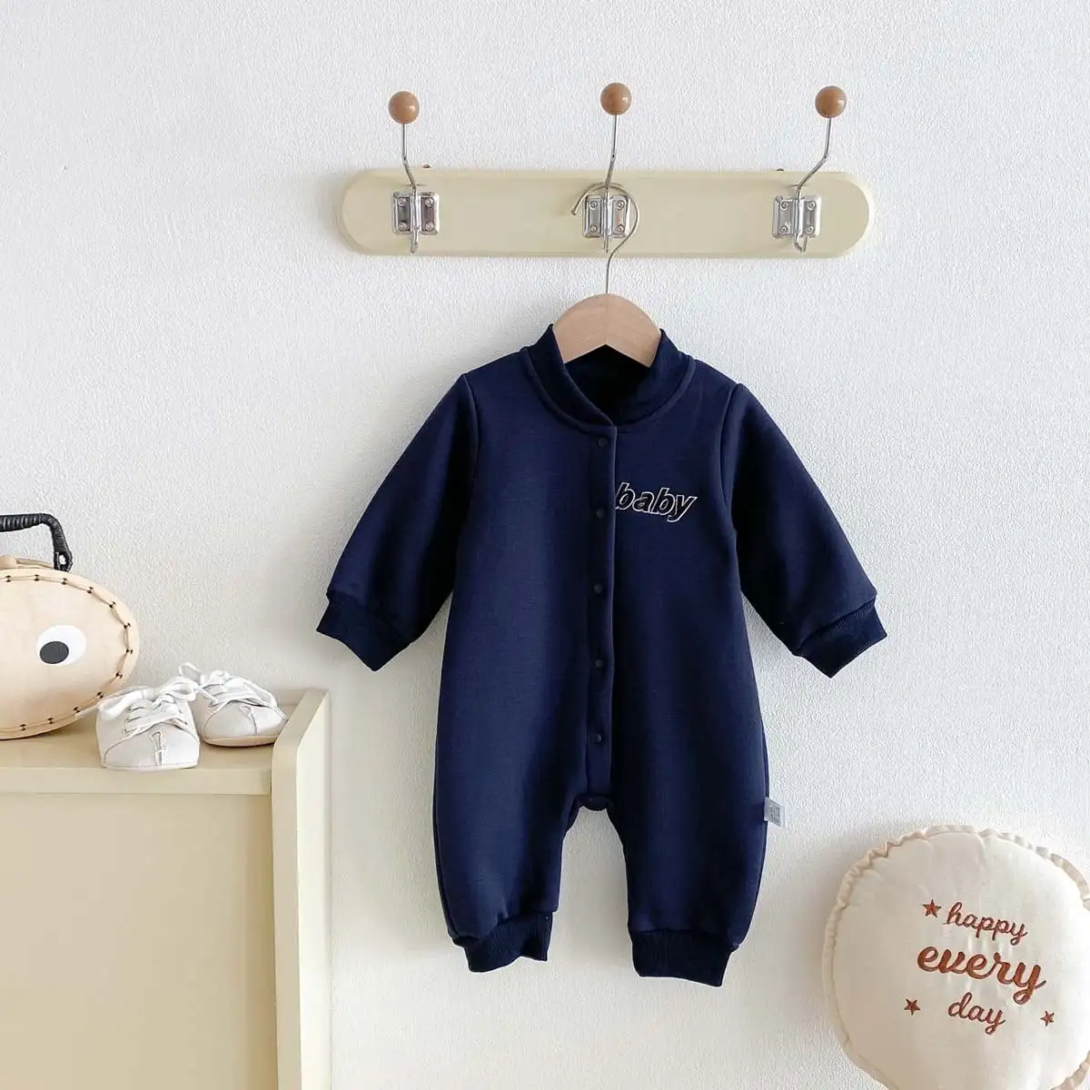 【66-90cm】暖かいベビー刺繡ロンパース