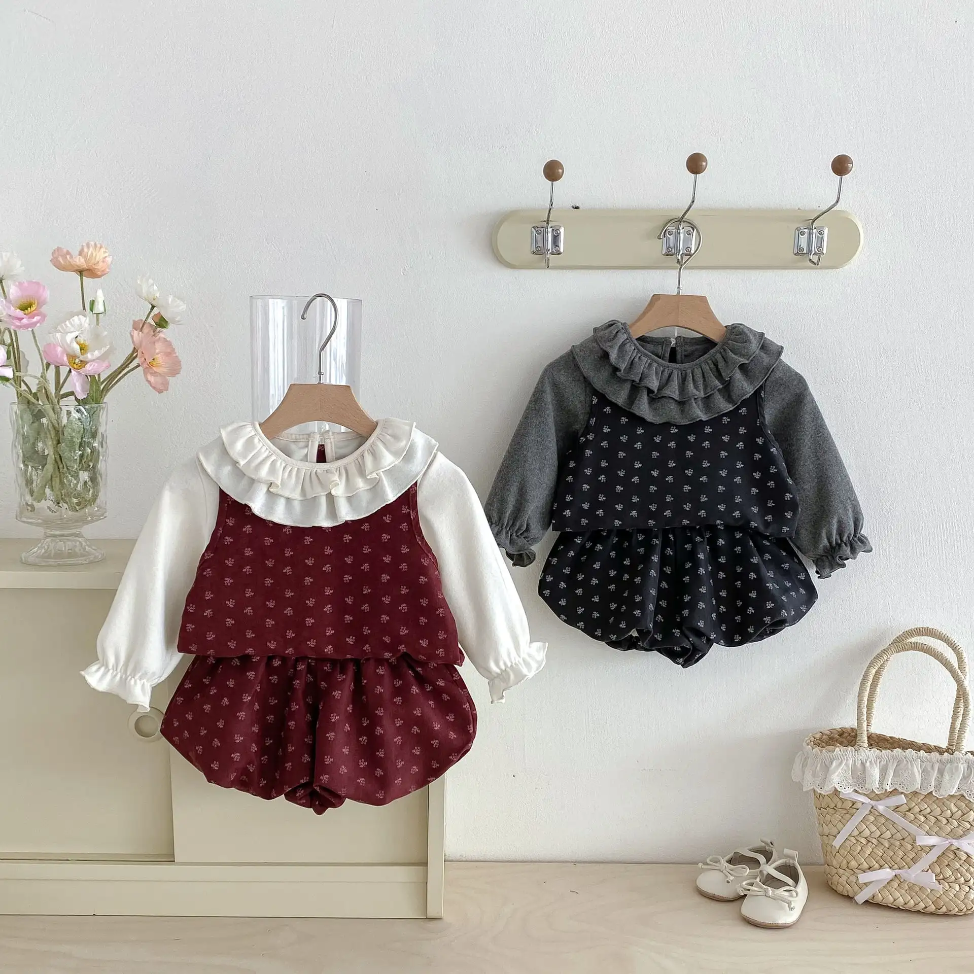 【66-100cm】3点セット可愛い総柄セットアップ