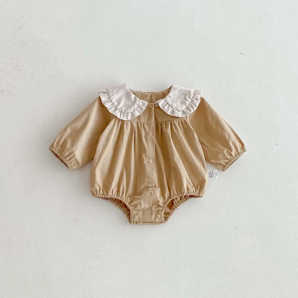 【66-100cm】姉妹服ウサギ襟ブラウンロンパース、ワンピース