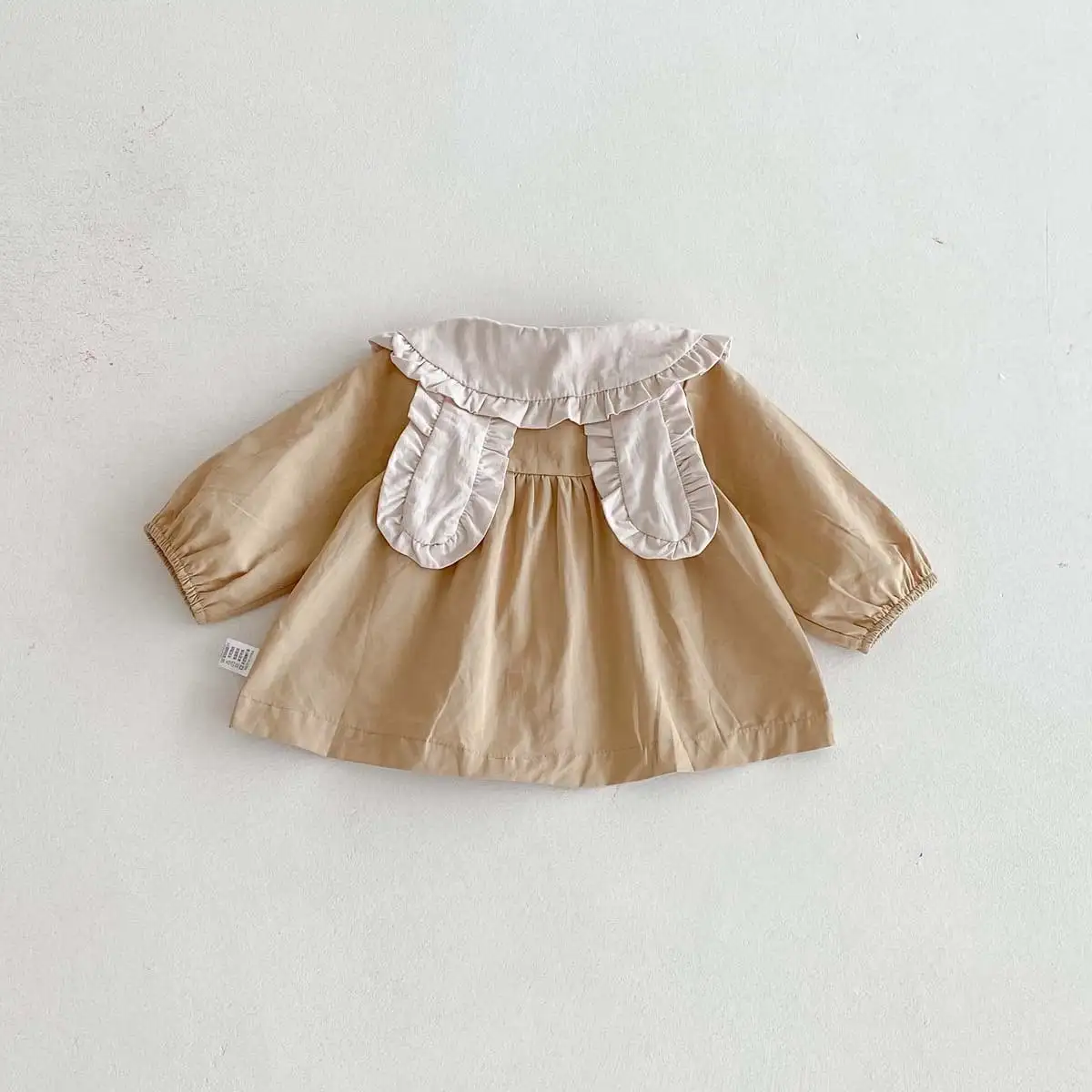 【66-100cm】姉妹服ウサギ襟ブラウンロンパース、ワンピース