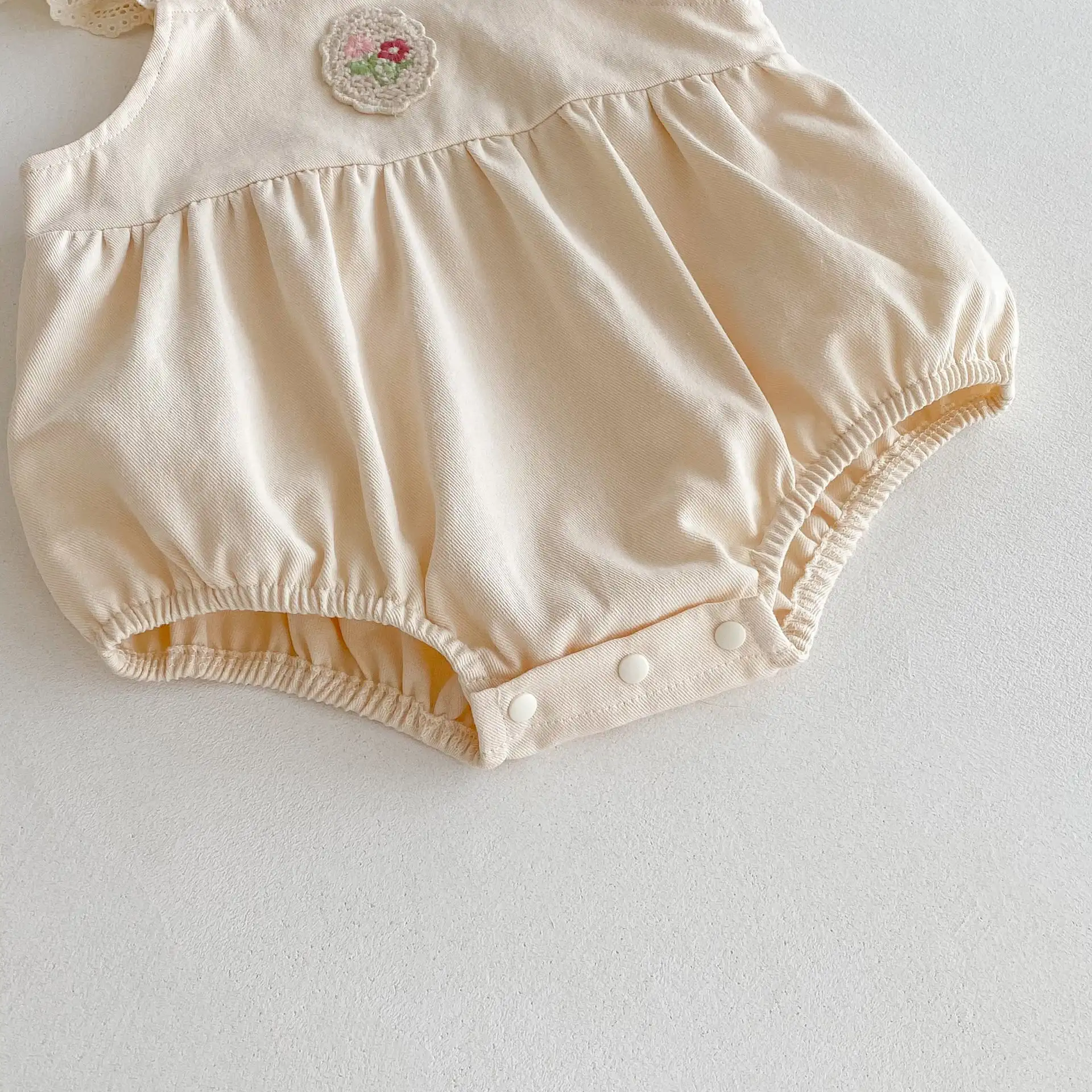 【66-100cm】姉妹服フラワー刺繡ロンパース、サロペット