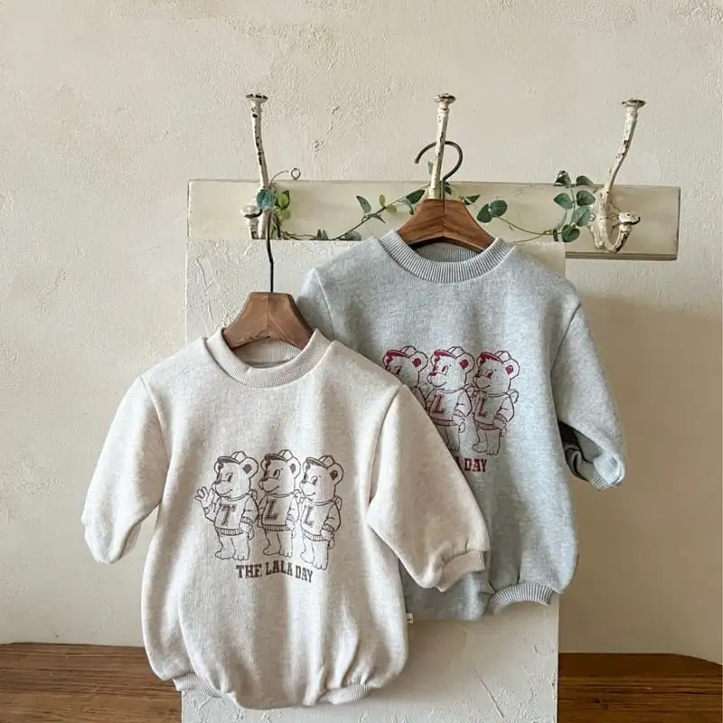 【66-90cm】スリーベア長袖ロンパース