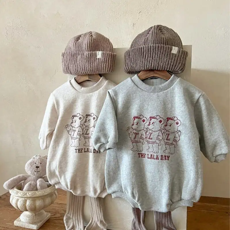 【66-90cm】スリーベア長袖ロンパース