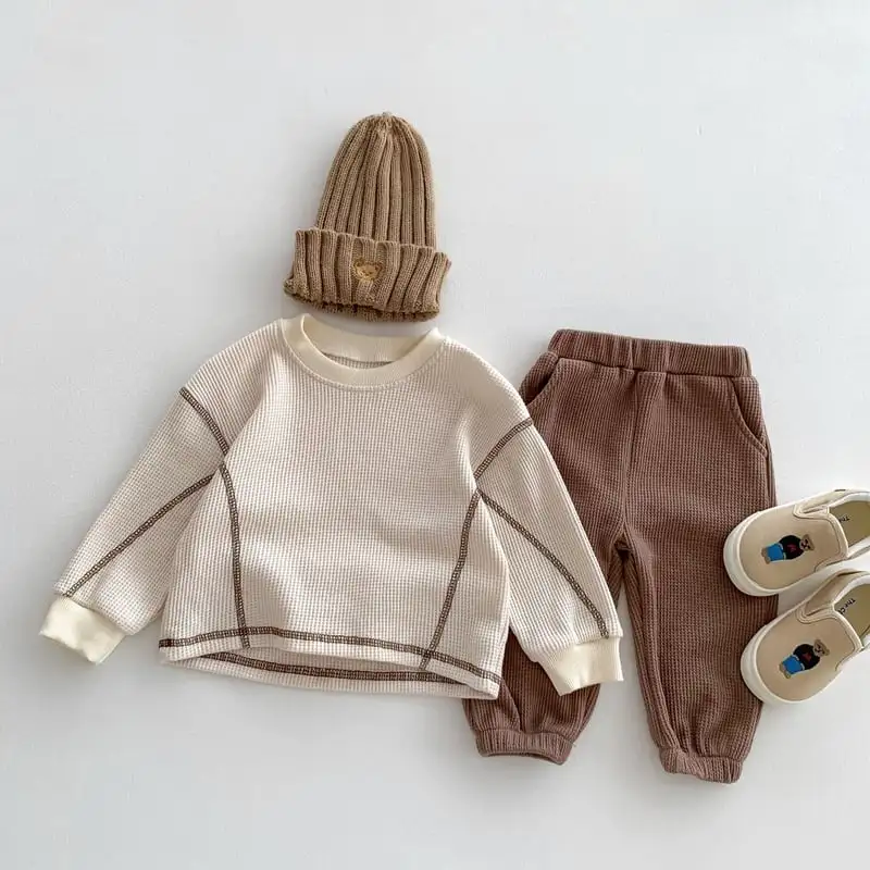 【66-100cm】ワッフルゆったりトップス&ボトムス