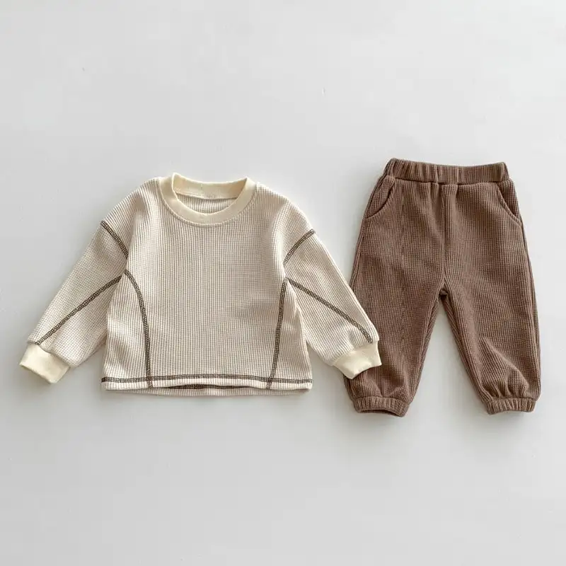 【66-100cm】ワッフルゆったりトップス&ボトムス
