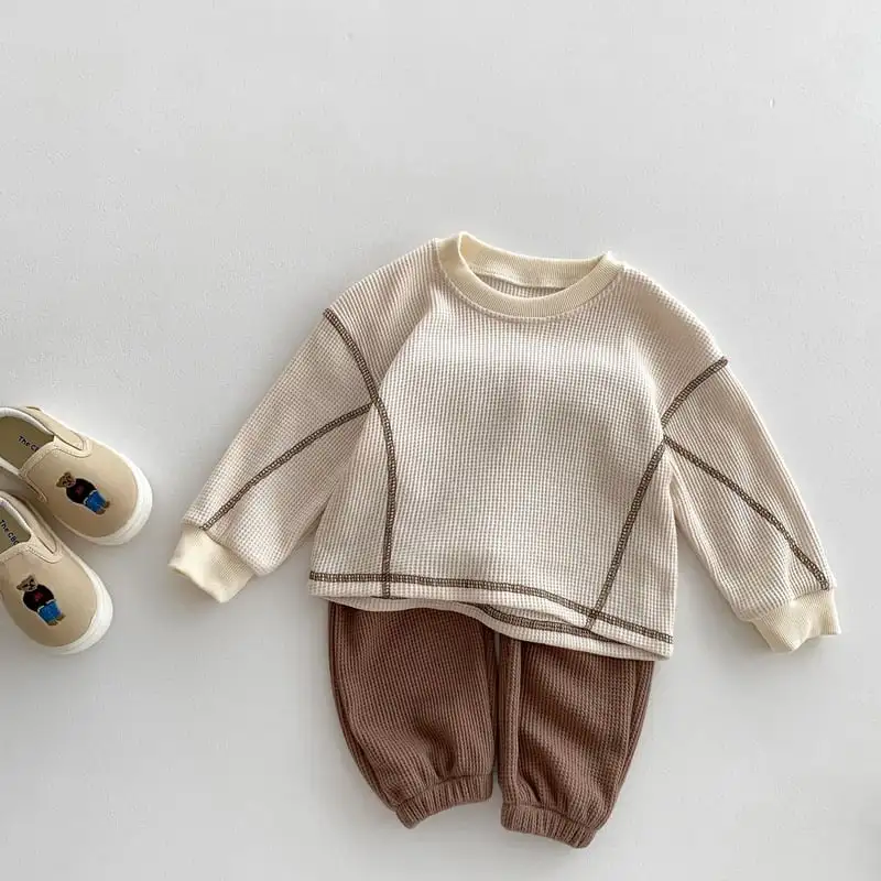 【66-100cm】ワッフルゆったりトップス&ボトムス