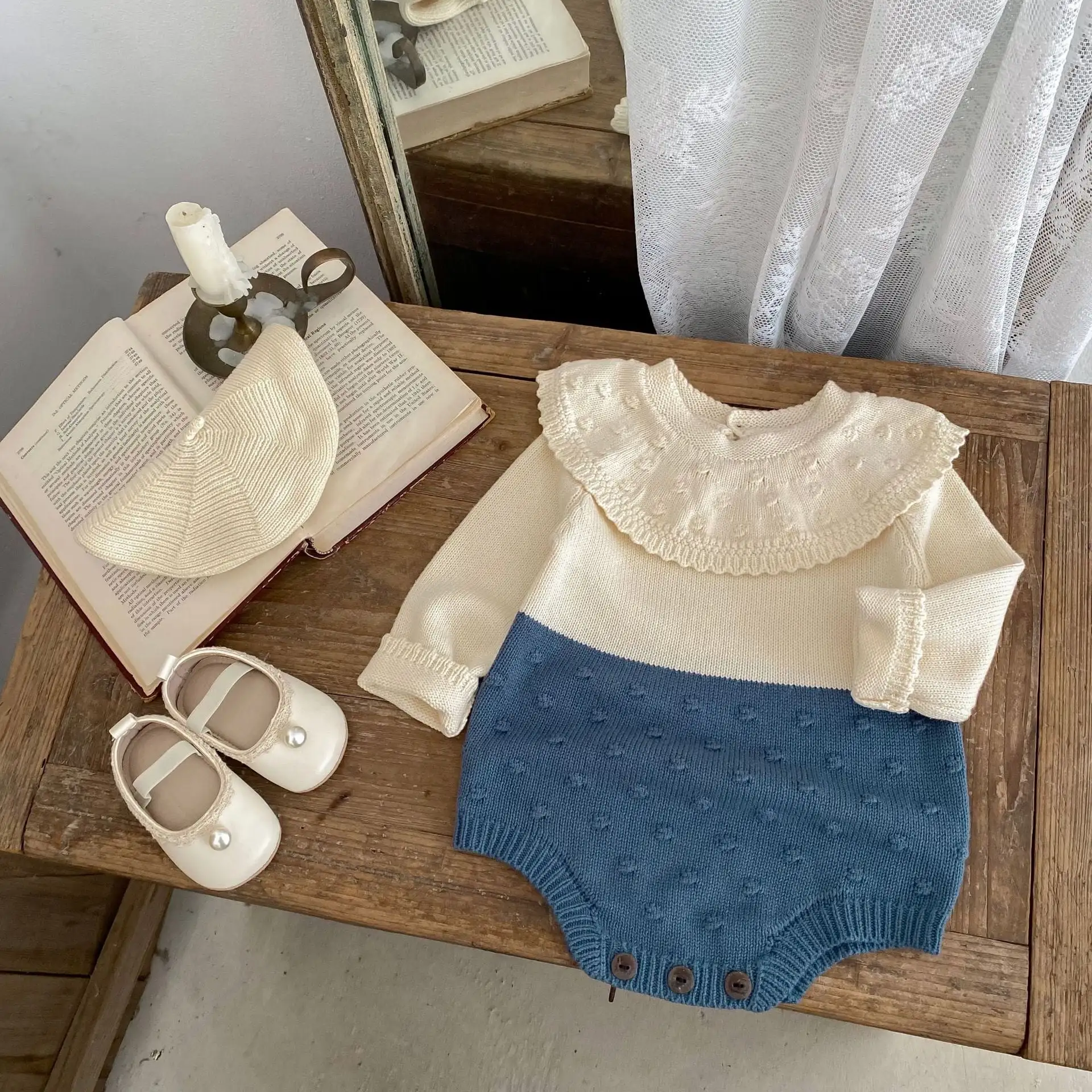 【66-90cm】カラーバリニットロンパース