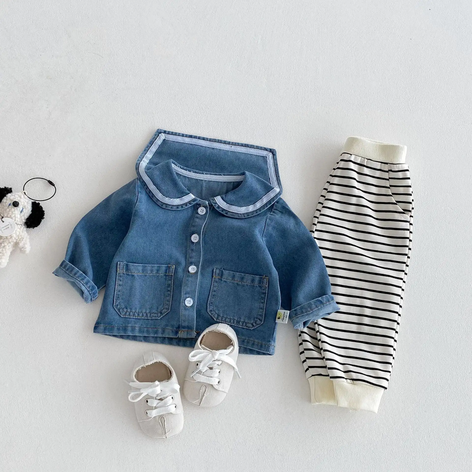 【66-100cm】秋新作 デニムセーラーカーディガン