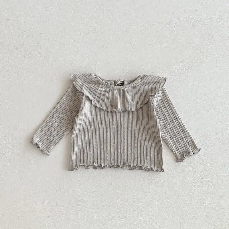 【66-100cm】フリル襟リブTシャツ