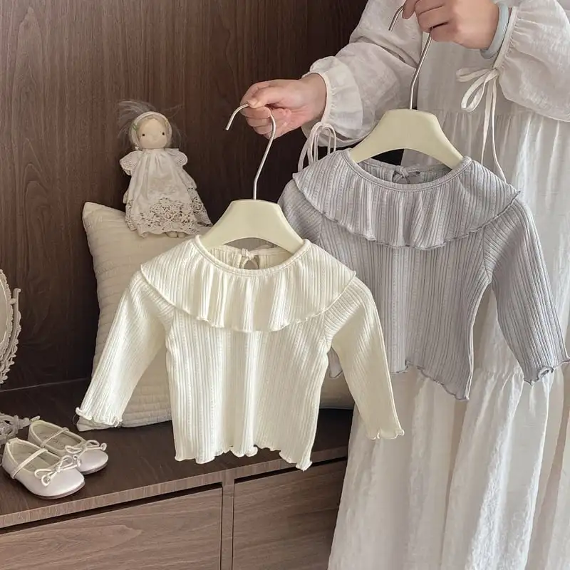 【66-100cm】フリル襟リブTシャツ