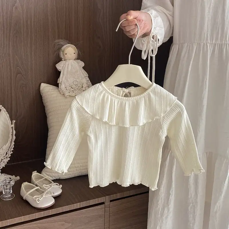 【66-100cm】フリル襟リブTシャツ