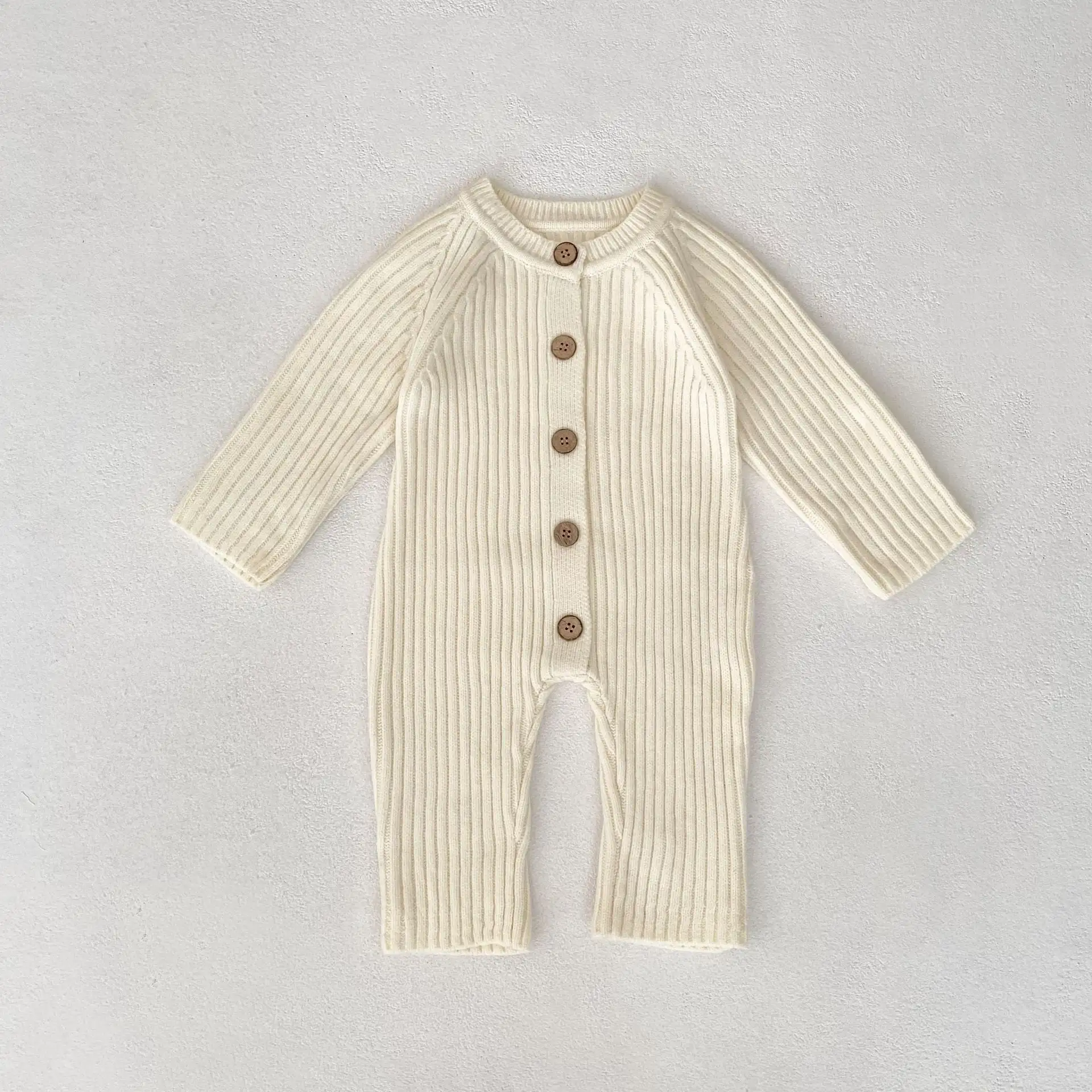 【66-90cm】2025新作 ニットリブロンパース