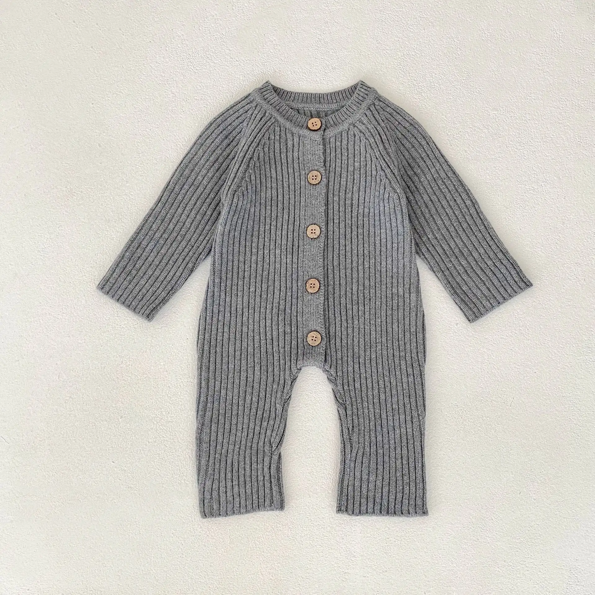 【66-90cm】2025新作 ニットリブロンパース