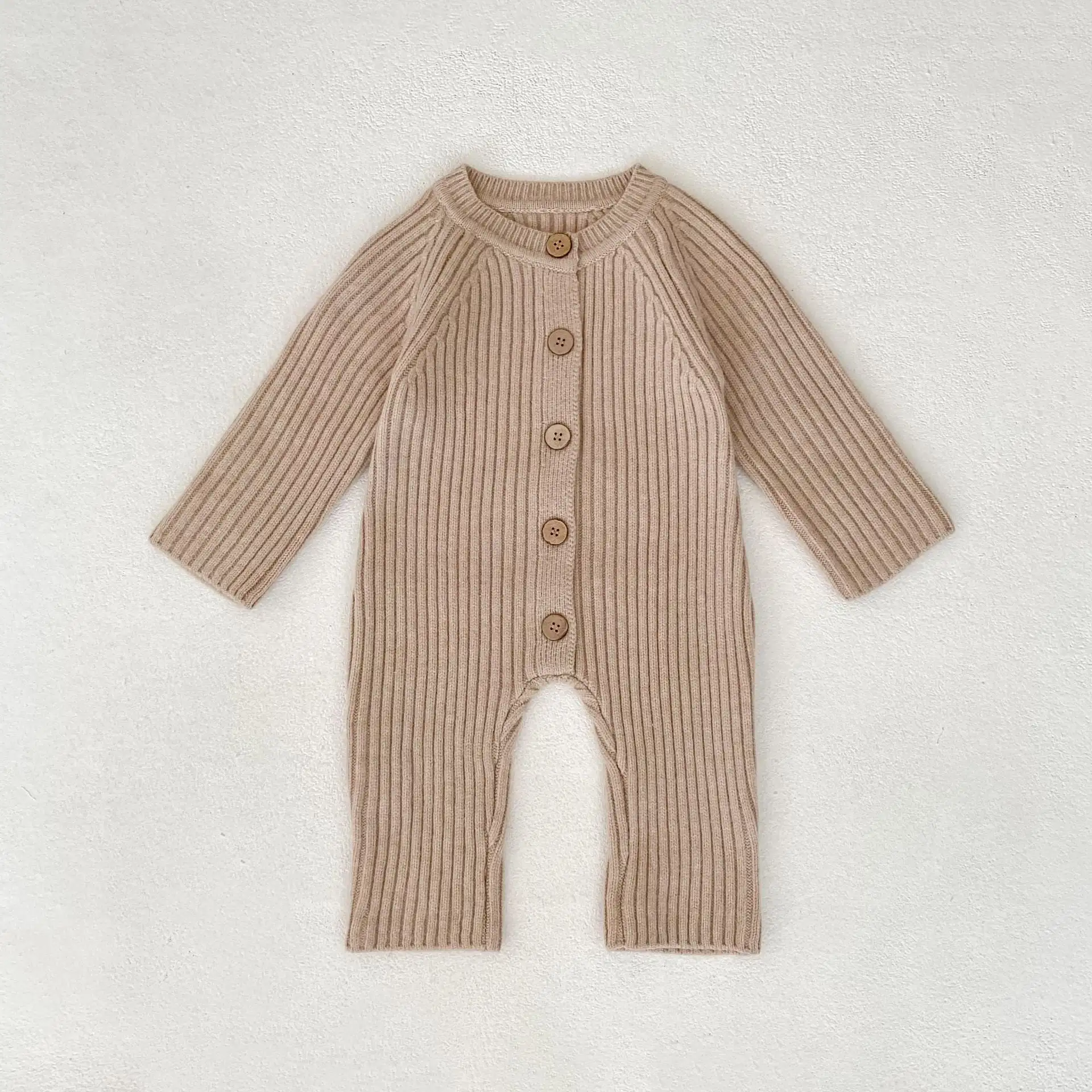 【66-90cm】2025新作 ニットリブロンパース