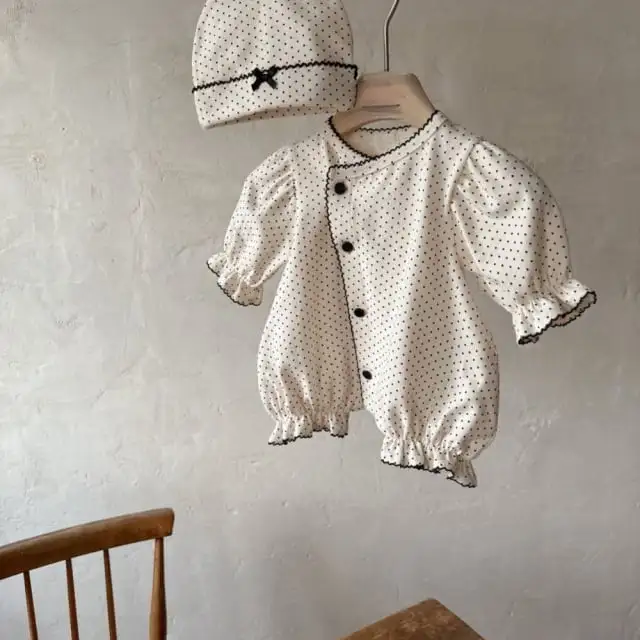 【66-90cm】柔らかドットロンパース