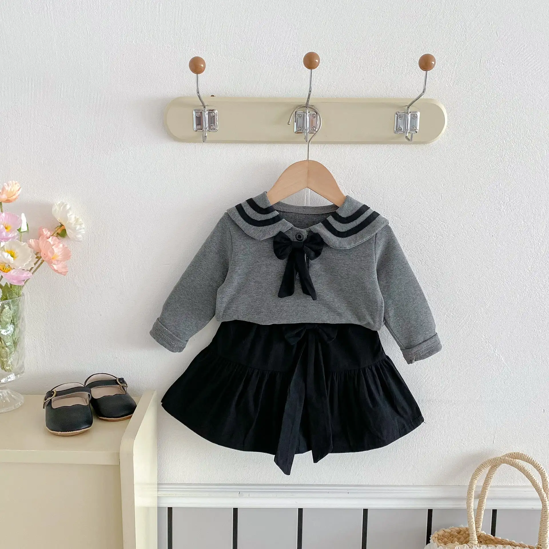 【73-100cm】グレーセーラー風セットアップ