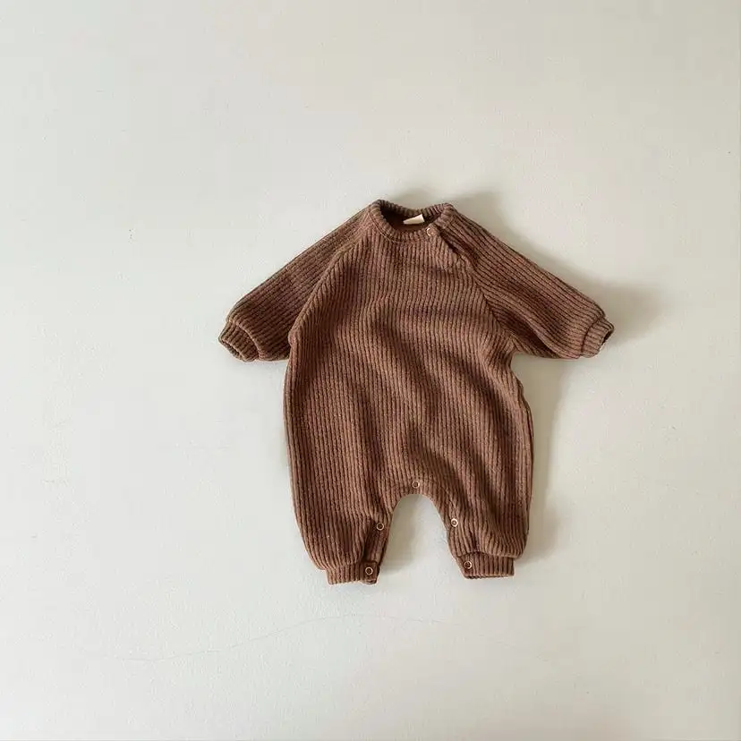 【66-90cm】ナチュラルリブ暖かいロンパース