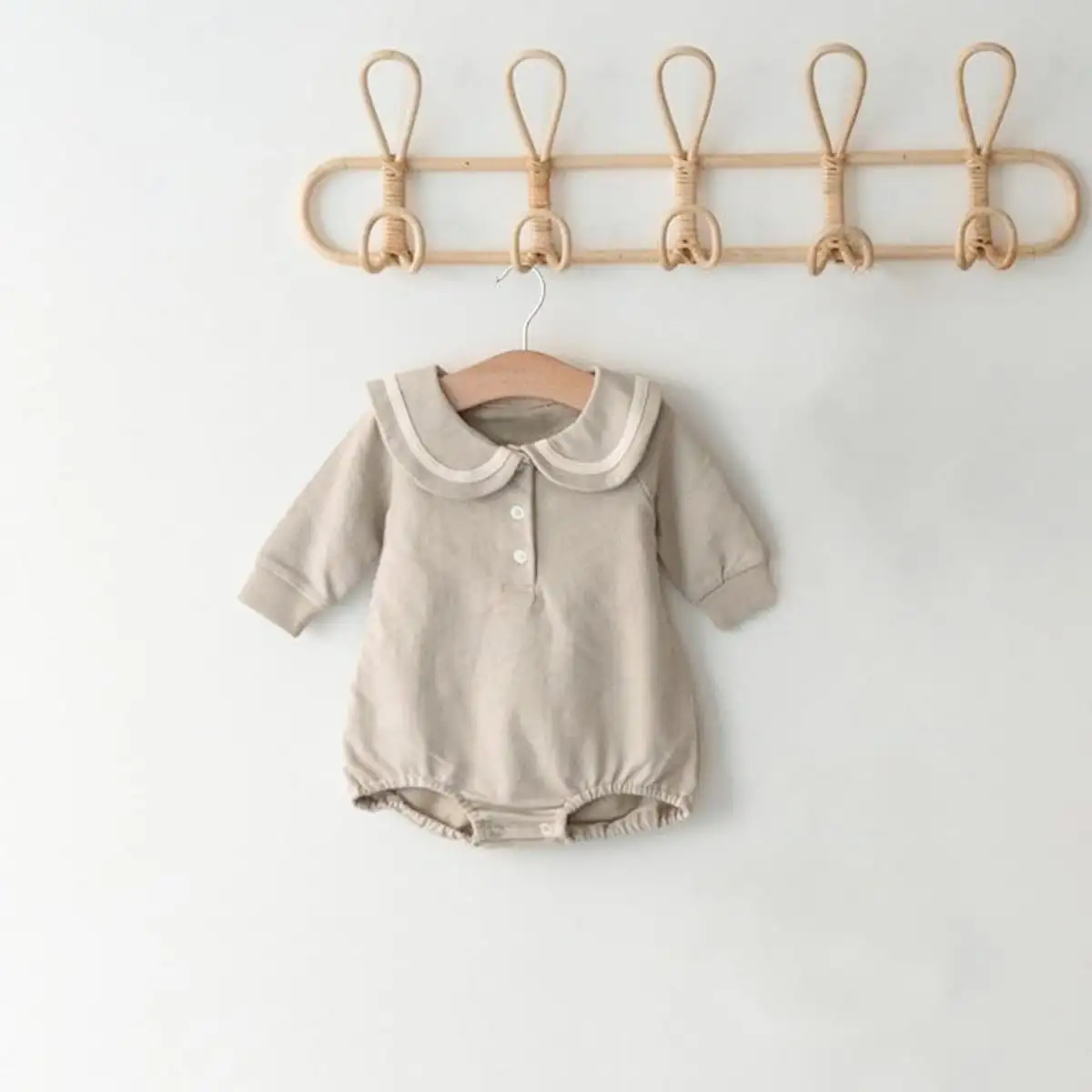 【66-90cm】ナチュラルセーラー風ロンパース