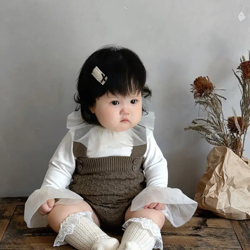 【66-90cm】可愛いニット帽子サロペット