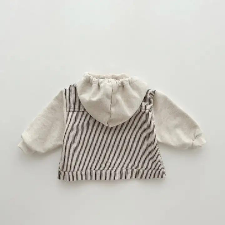 【80-130cm】帽子付きレイヤードアウター