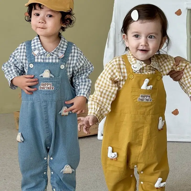 【73-100cm】アニマル可愛いデニムサロペット