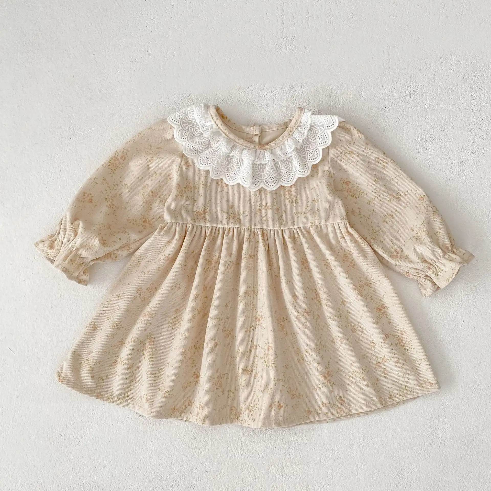 【73-110cm】コーデュロイフラワーワンピース