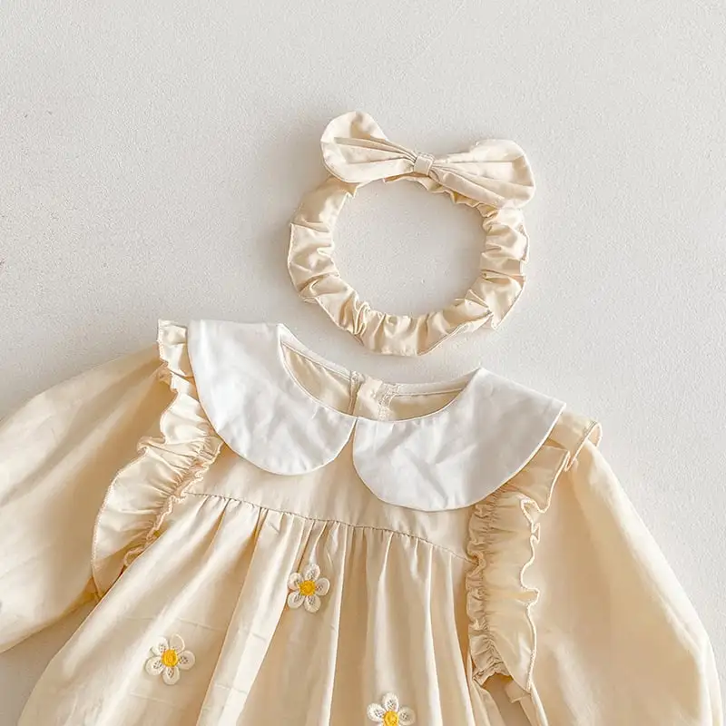 【66-130cm】姉妹服フラワー付きロンパース、ワンピース