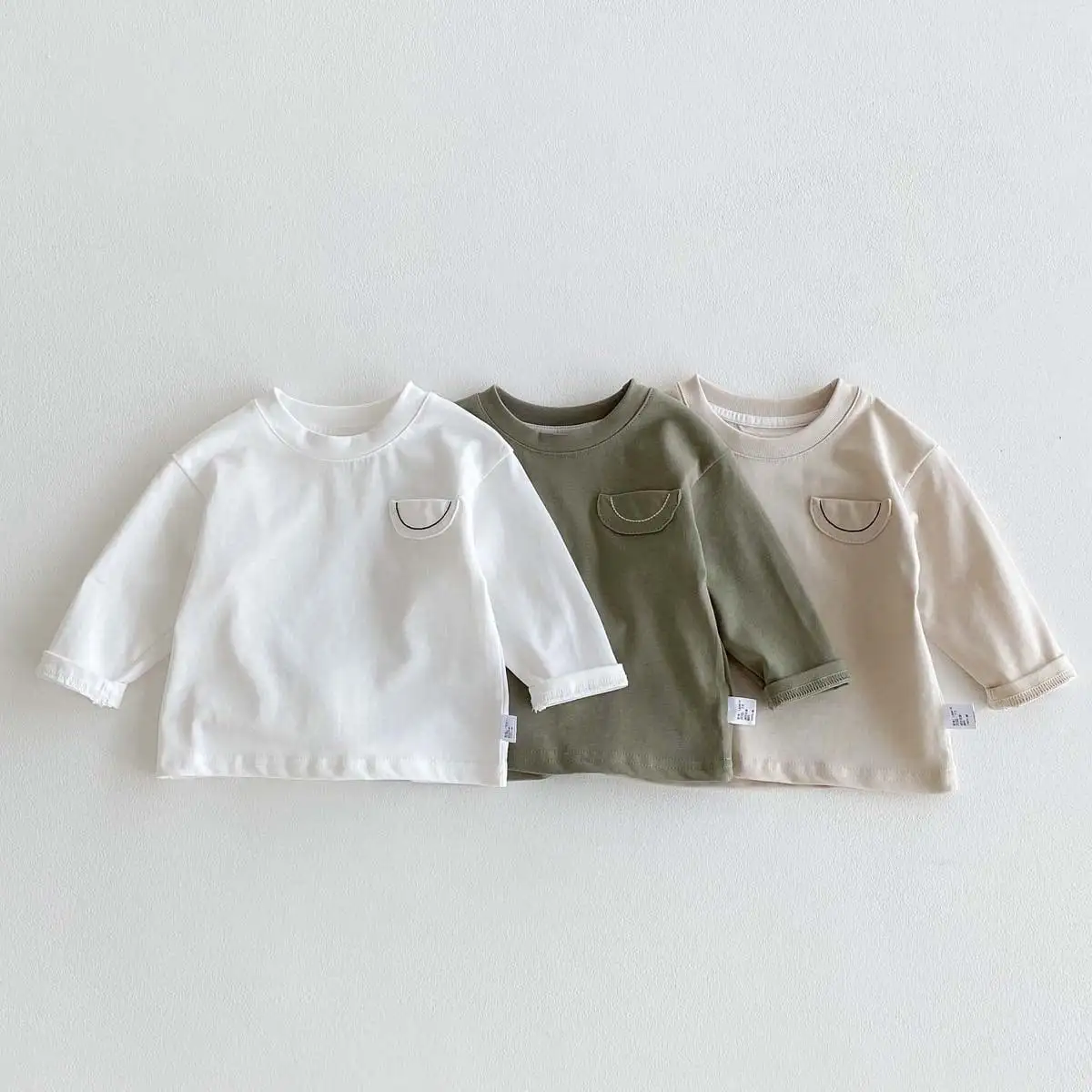 【73-100cm】パステルカラーポケット付きTシャツ
