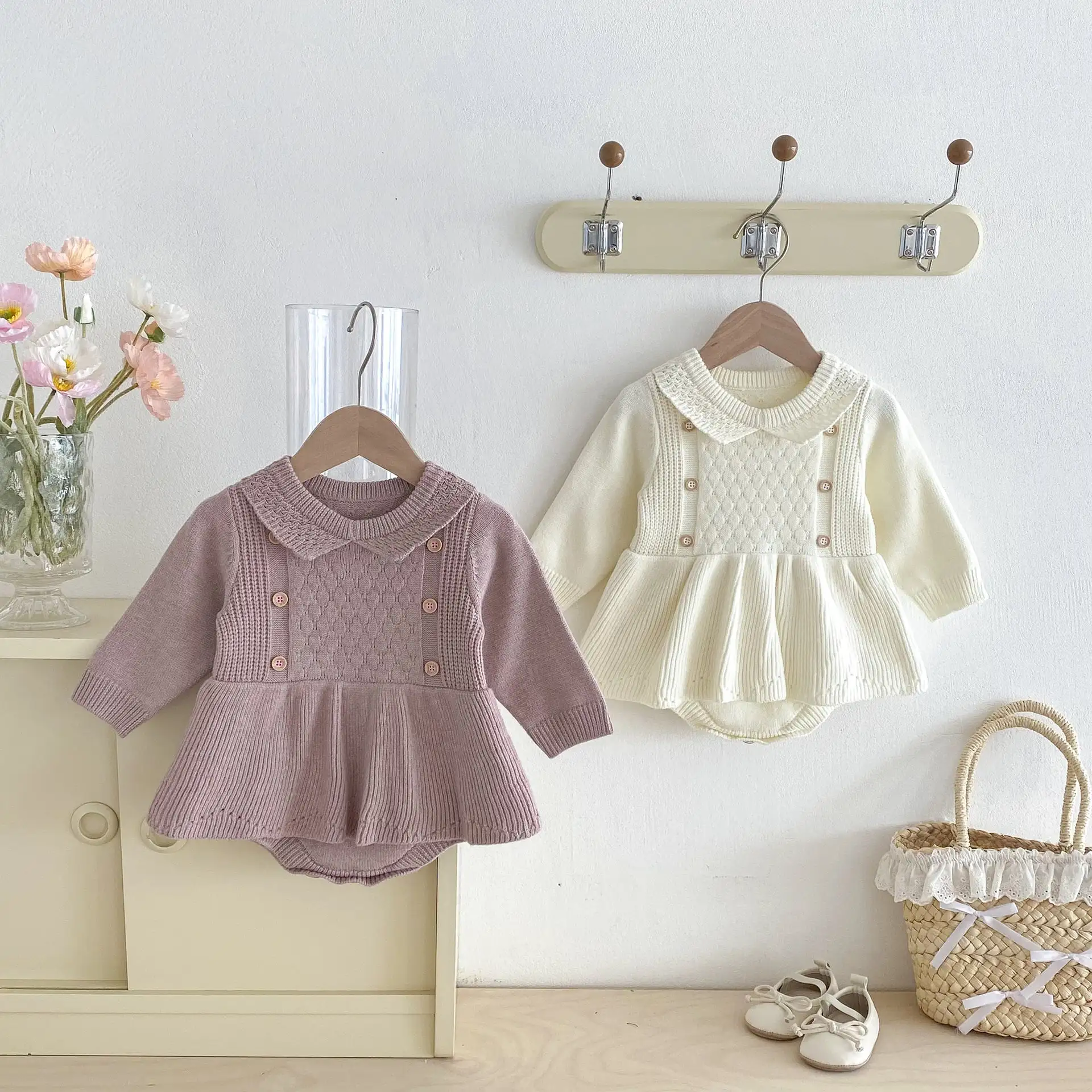 【66-100cm】2025新作 プリンセスニットロンパース