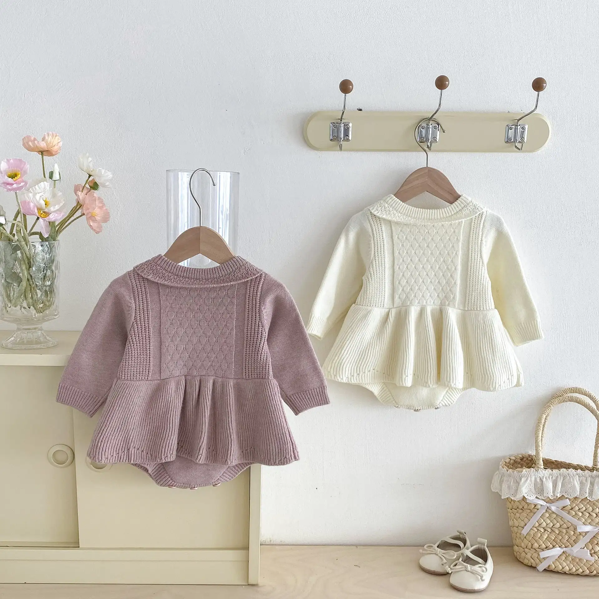 【66-100cm】2025新作 プリンセスニットロンパース