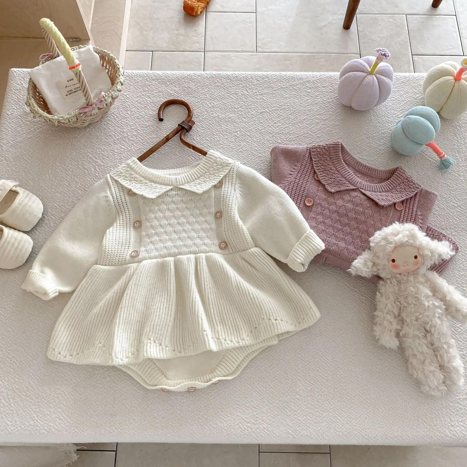【66-100cm】2025新作 プリンセスニットロンパース
