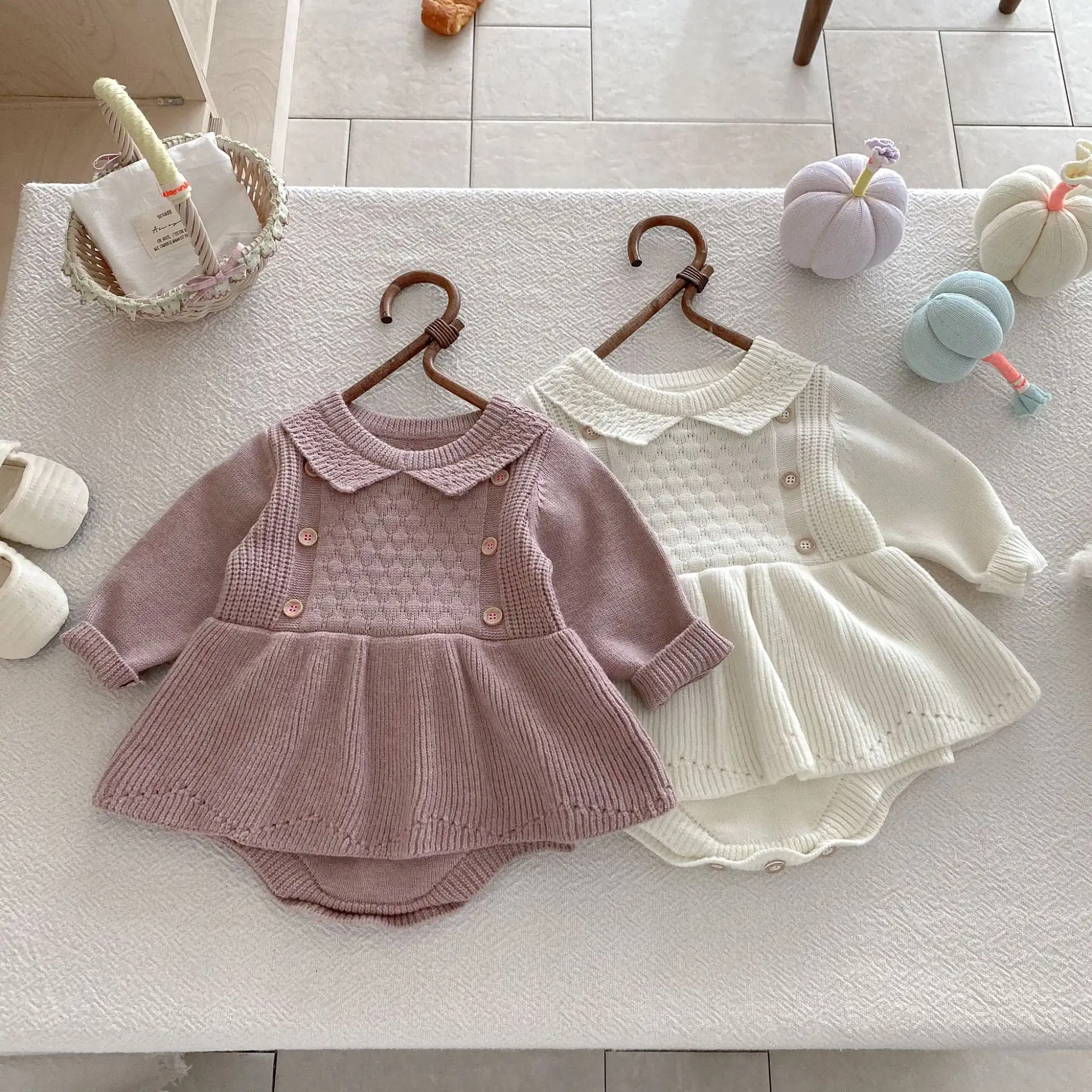 【66-100cm】2025新作 プリンセスニットロンパース