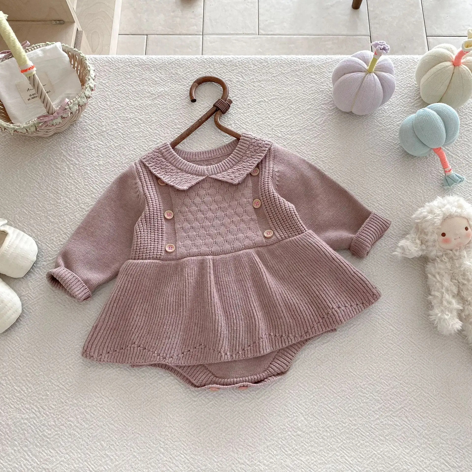 【66-100cm】2025新作 プリンセスニットロンパース