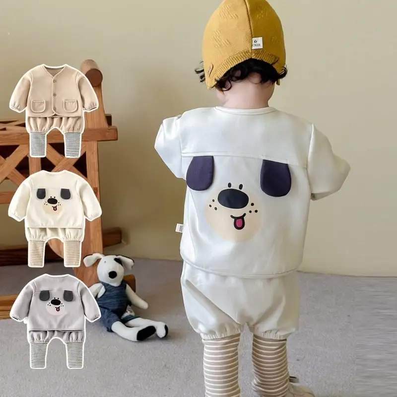 【73-110cm】ドッグプリント可愛いセットアップ