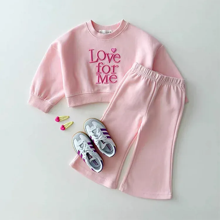 【73-120cm】秋新作英字刺しゅう セットアップ